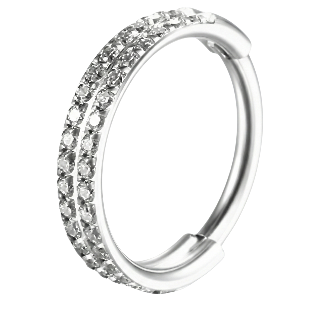 Clicker Segmentado De Titanio Doble Arco Con Circonitas - Círculo - Piercing Planet