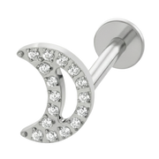 Titanium Decorative Labret - Cubic Zirconia Moon