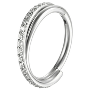 Titanium Segmented Clicker - Double Ring with Cubic Zirconia