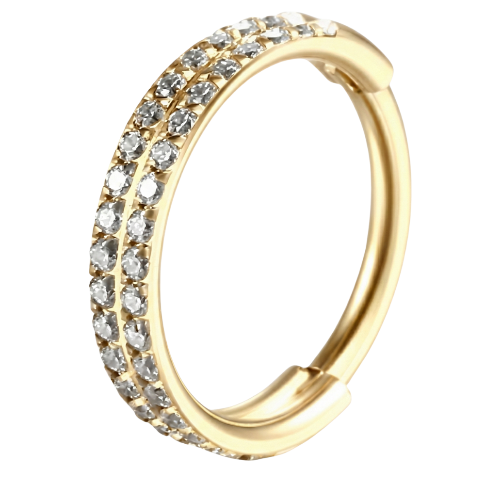 Clicker Segmentado De Titanio Doble Arco Con Circonitas - Círculo - Piercing Planet