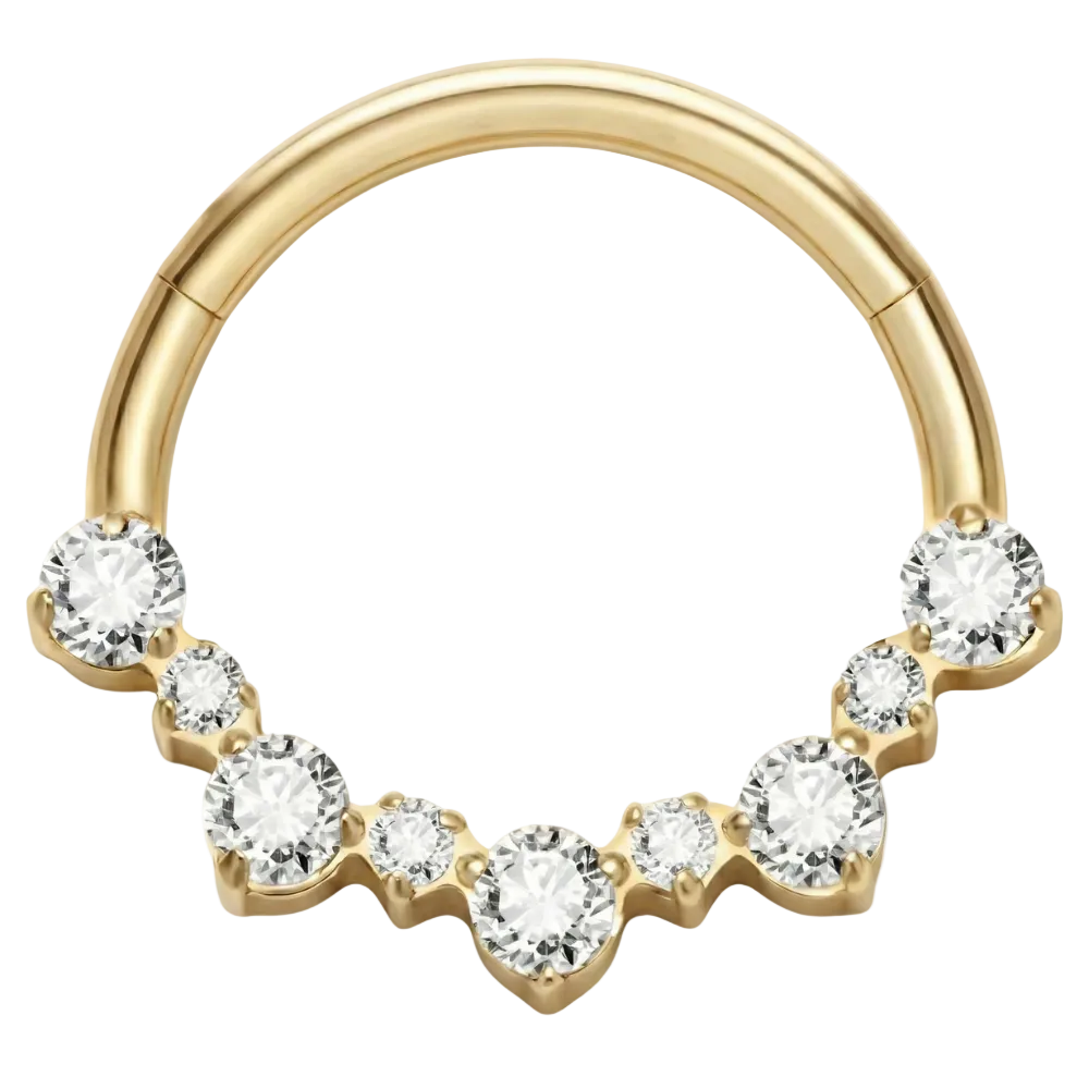 Titanium Segmented Clicker With Zircons and Diamonds - Bow - Piercing Planet