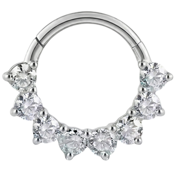 Segmento de titanio con clic y circonita cúbica, 8 diamantes - Círculo
