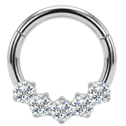 Titanium Segmented Clicker 5 Round Cubic Zirconia - Circle