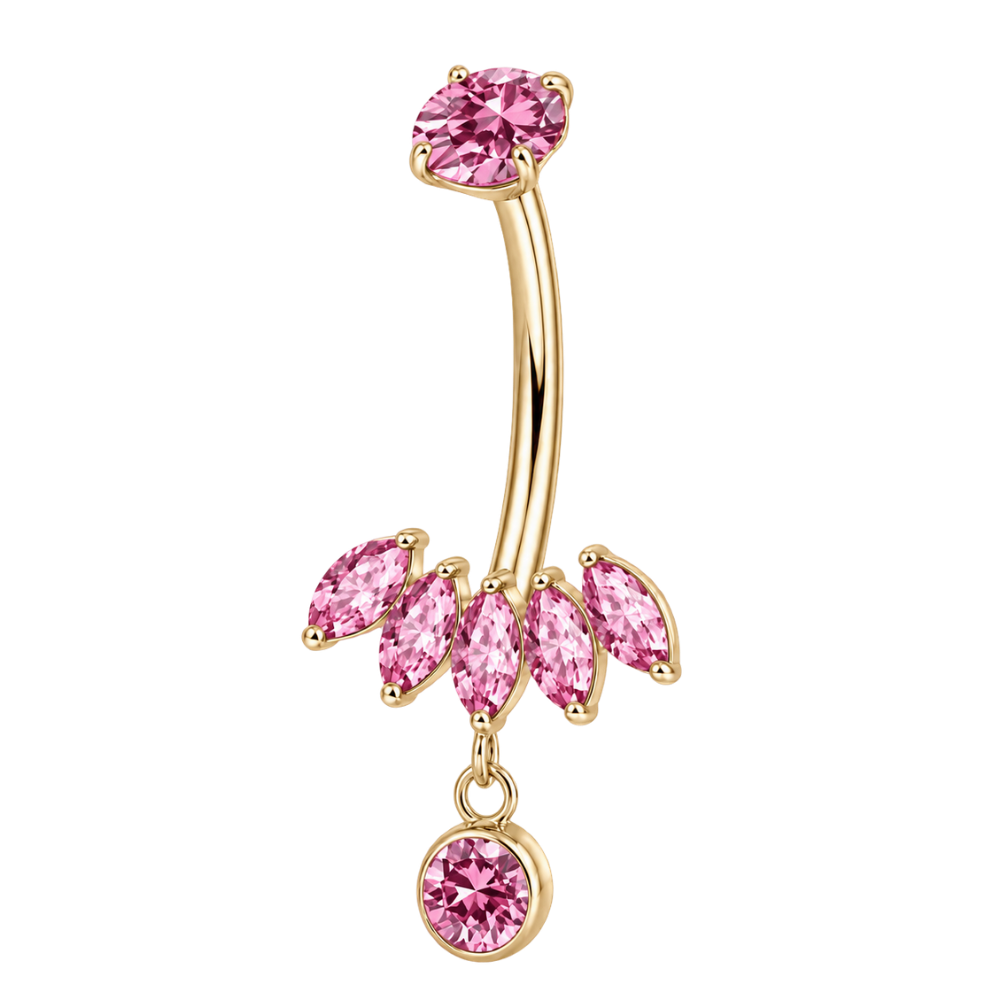 Piercing Ombligo Titanio - Fila de Circonitas con Colgante