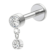 Labret decorativo de titanio - Con colgante y circonitas cúbicas