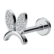 Titanium Decorative Labret - Bunny with Zircons