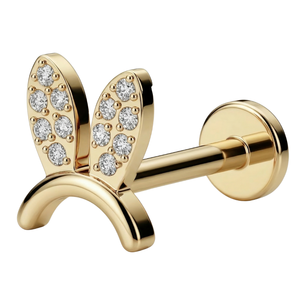 Titanium Decorative Labret - Bunny with Zircons
