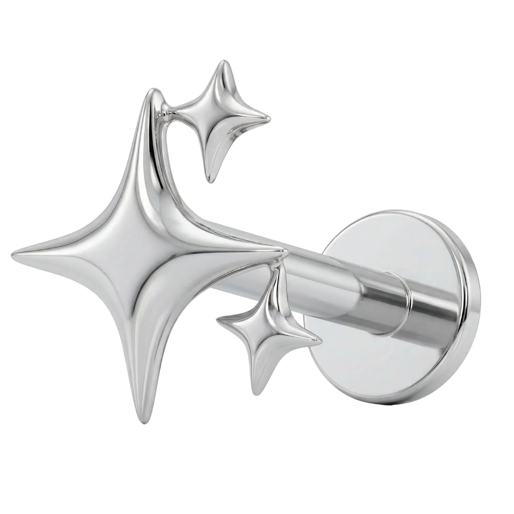 Labret Decorativo Titanio - Tres Estrellas