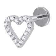 Labret decorativo de titanio - Corazón brillante con circonita cúbica