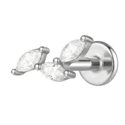 Titanium Decorative Labret - Three Leaves with Cubic Zirconia