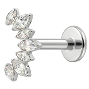 Titanium Decorative Labret - Leaf of 7 Cubic Zirconias