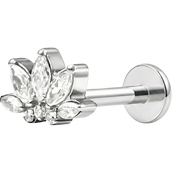 Titanium Decorative Labret - Lotus Flower with Cubic Zirconia