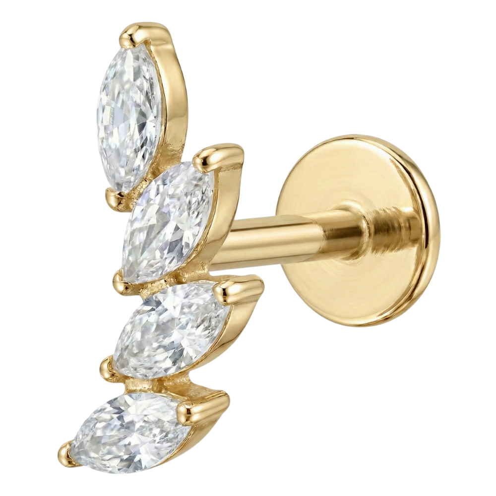 Labret decorativo de titanio - Rama con circonita cúbica