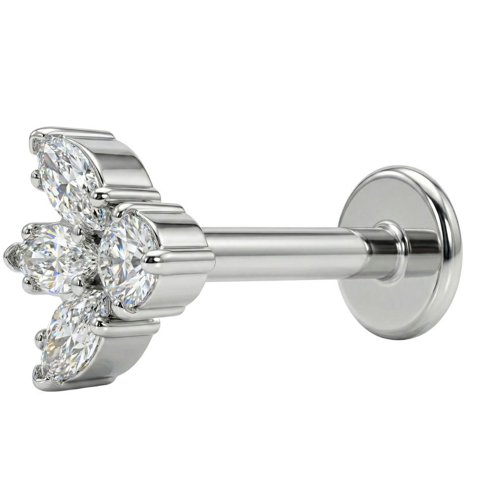 Titanium Decorative Labret - Lotus with Cubic Zirconia