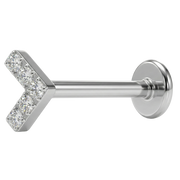 Titanium Decorative Labret - Letter V with Cubic Zirconia