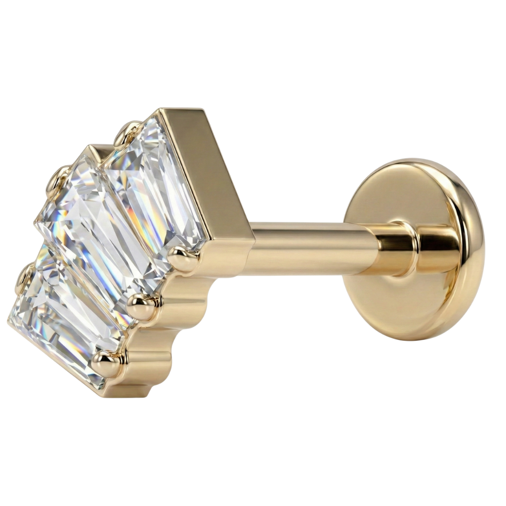 Labret decorativo de titanio - Cascada con circonitas