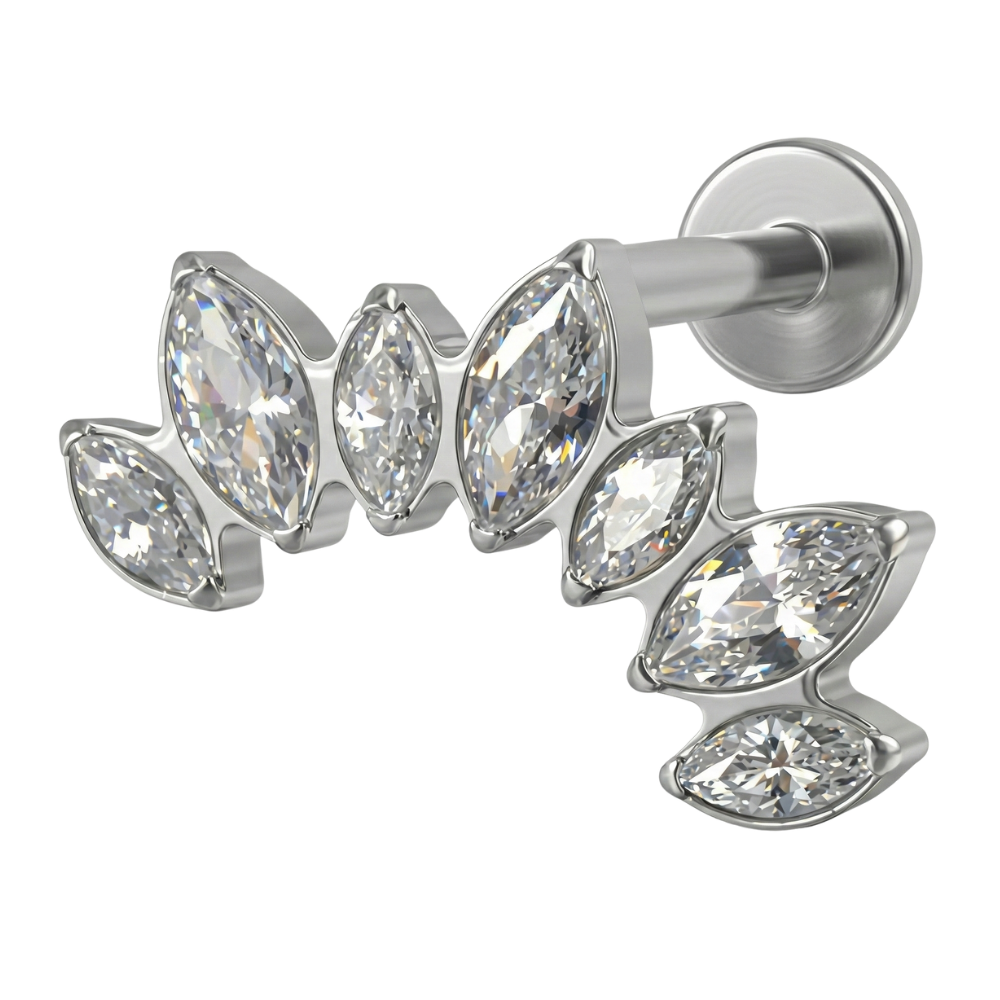 Labret decorativo de titanio - Arco con circonita cúbica