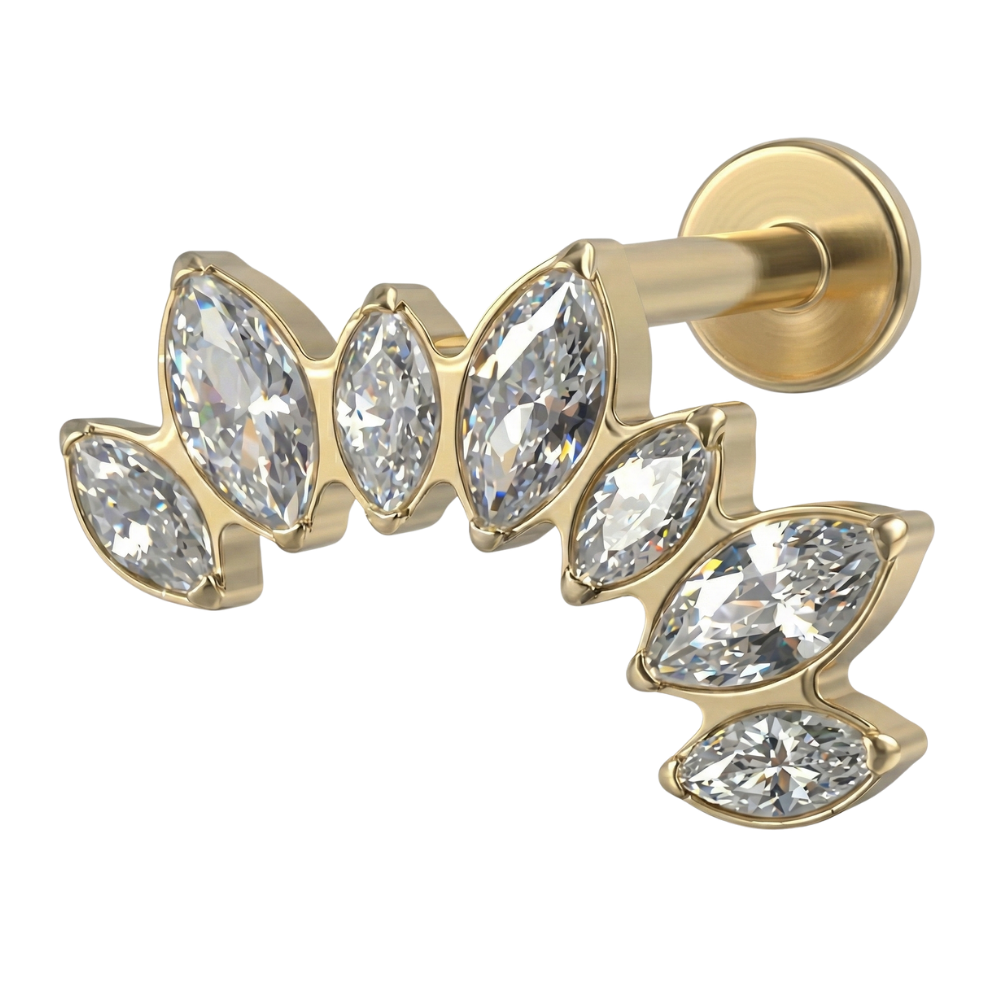 Labret decorativo de titanio - Arco con circonita cúbica