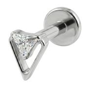 Titanium Decorative Labret - Triangle Within Triangle With Cubic Zirconia