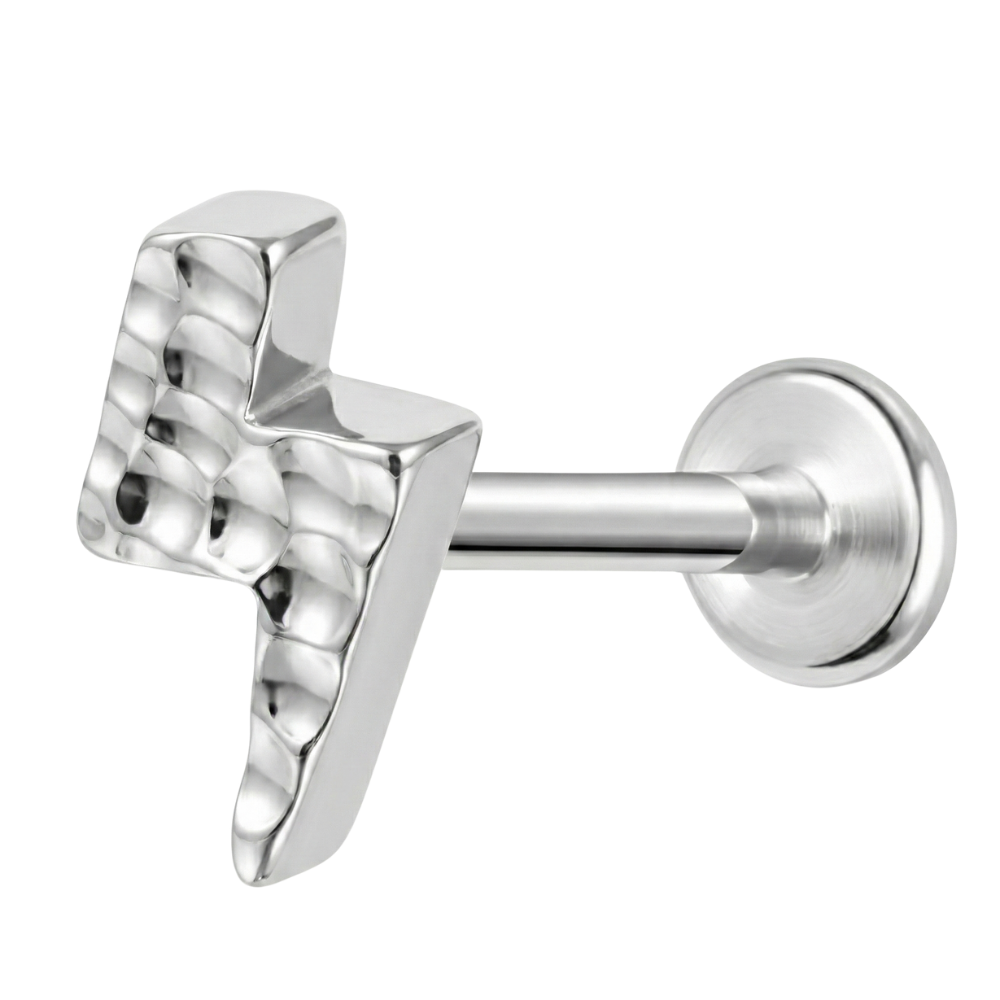 Labret decorativo de titanio - Rayo con estructura