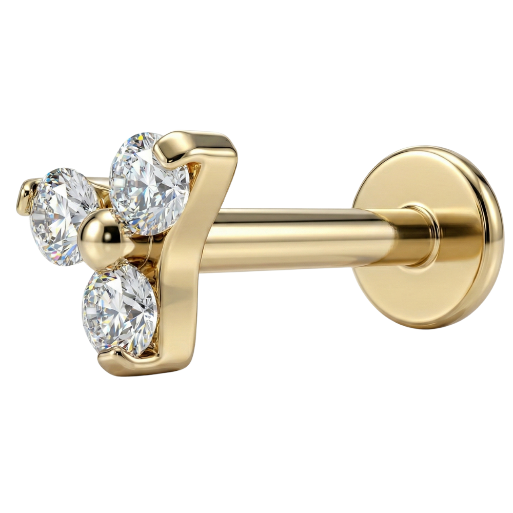 Labret decorativo de titanio - Tres circonitas