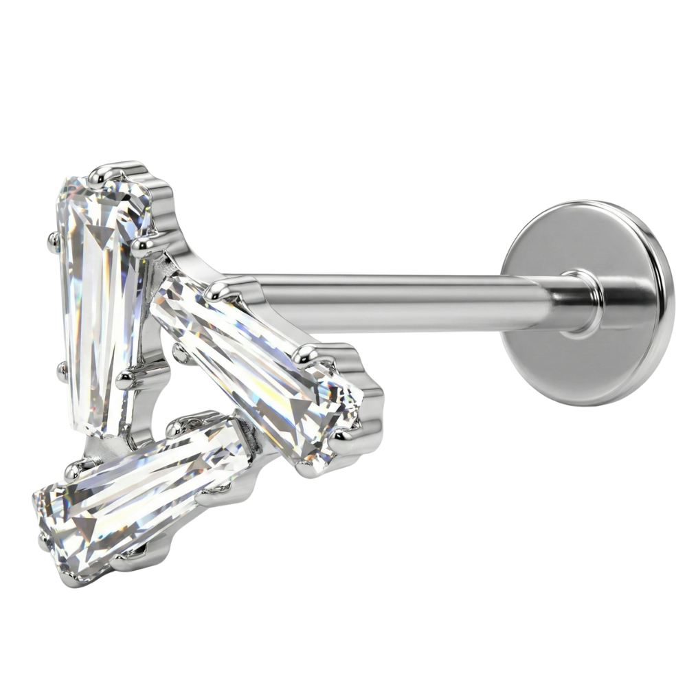 Titanium Decorative Labret - Triangle with Cubic Zirconia