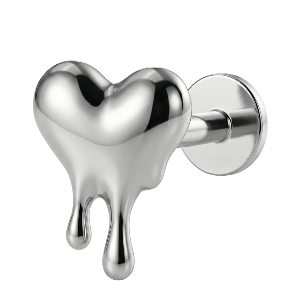 Labret decorativo de titanio - Corazón derretido