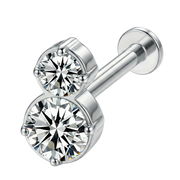 Labret decorativo de titanio - Dos circonitas