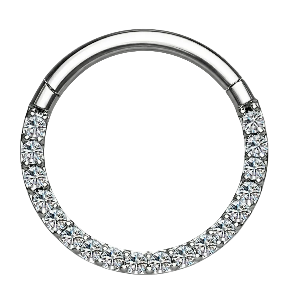 Titanium Segmented Clicker With Zircons - Circle - Piercing Planet