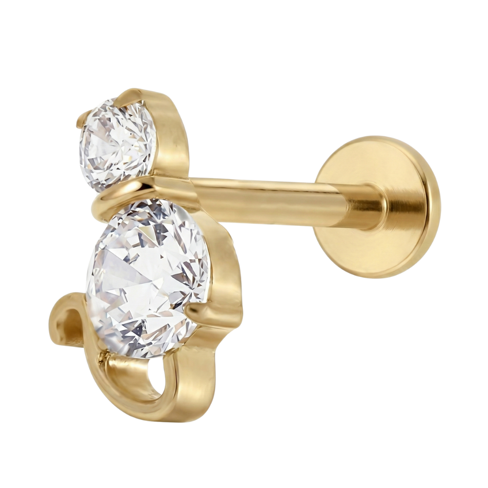 Labret decorativo de titanio - Gato con circonita cúbica