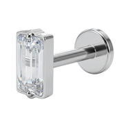 Decorative Titanium Labret - Rectangle with Cubic Zirconia