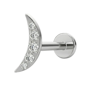 Labret decorativo de titanio - Arco de luna con circonita cúbica