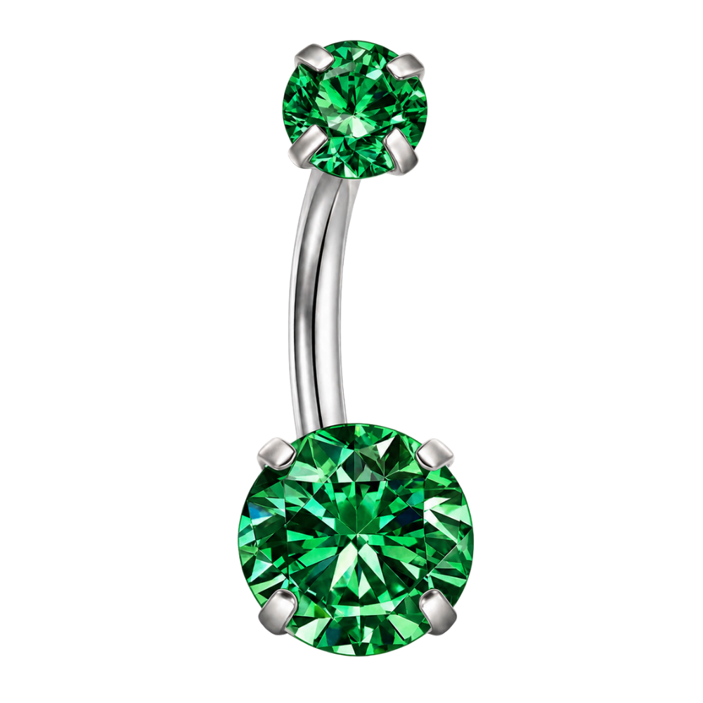 Piercing Ombligo Titanio - Circonitas Redondas