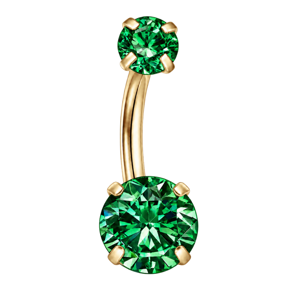 Piercing Ombligo Titanio - Circonitas Redondas