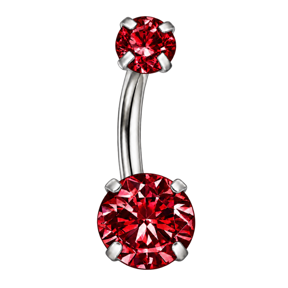 Piercing Ombligo Titanio - Circonitas Redondas