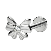 Labret decorativo de titanio - Lazo con circonita cúbica