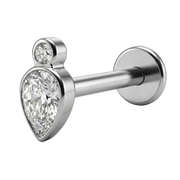 Titanium Decorative Labret - Teardrop Shape with Cubic Zirconia Eye