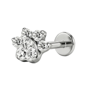 Decorative Titanium Labret - Paw With Cubic Zirconia