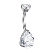 Titanium Belly Button Ring - Two Cubic Zirconias