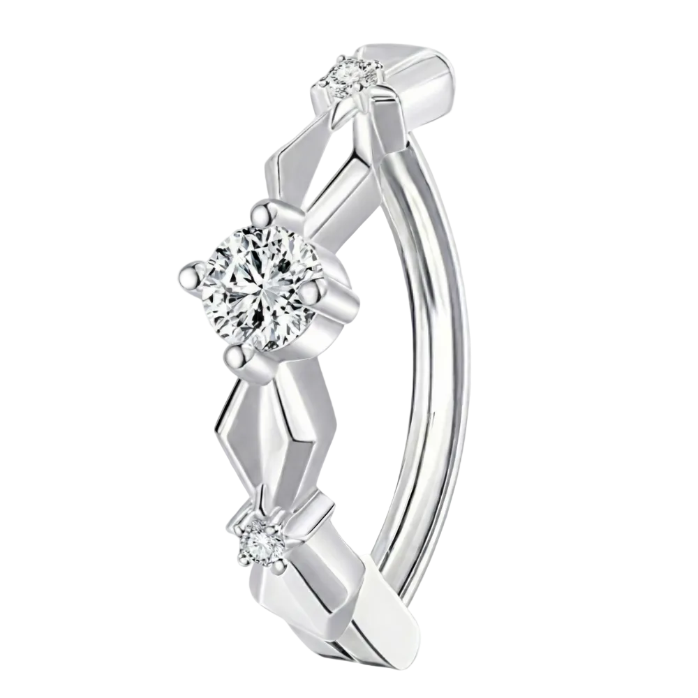 Titanium Navel Clicker - Rhombus with Cubic Zirconia