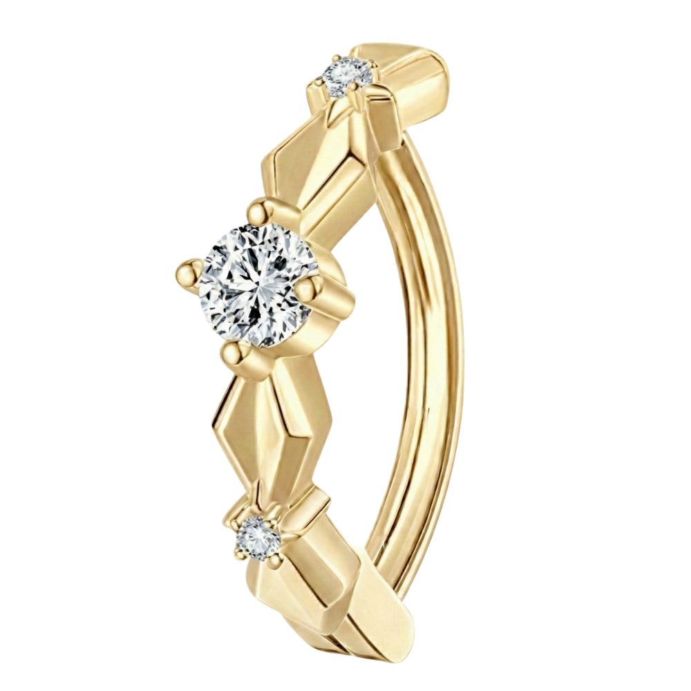 Titanium Navel Clicker - Rhombus with Cubic Zirconia