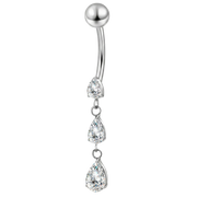 Titanium Belly Button Ring - Three Zircons