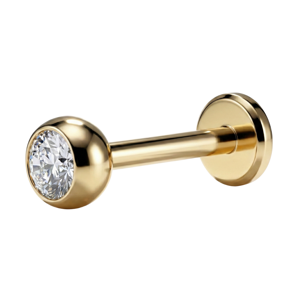 Labret decorativo de titanio con rosca externa - Zirconia cúbica