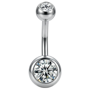 Piercing para el ombligo de titanio con bolas y circonitas cúbicas