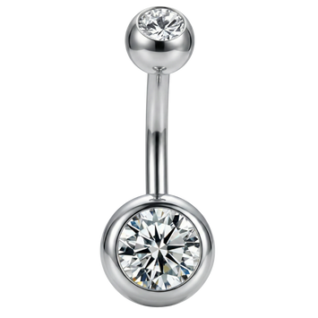 Piercing para el ombligo de titanio con bolas y circonitas cúbicas