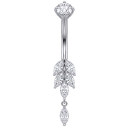Anillo de Ombligo de Acero - Hoja con Colgante