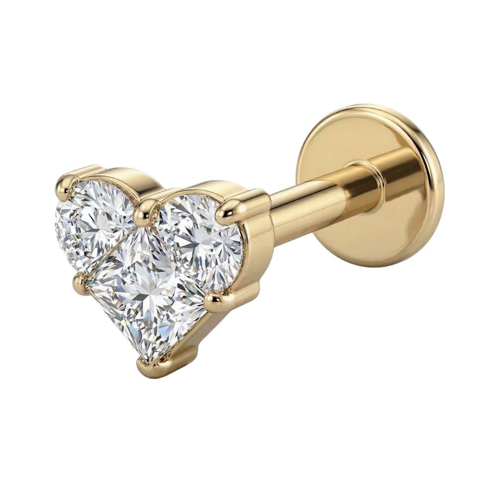 Decorative Titanium Labret - Heart-Shaped Cubic Zirconia