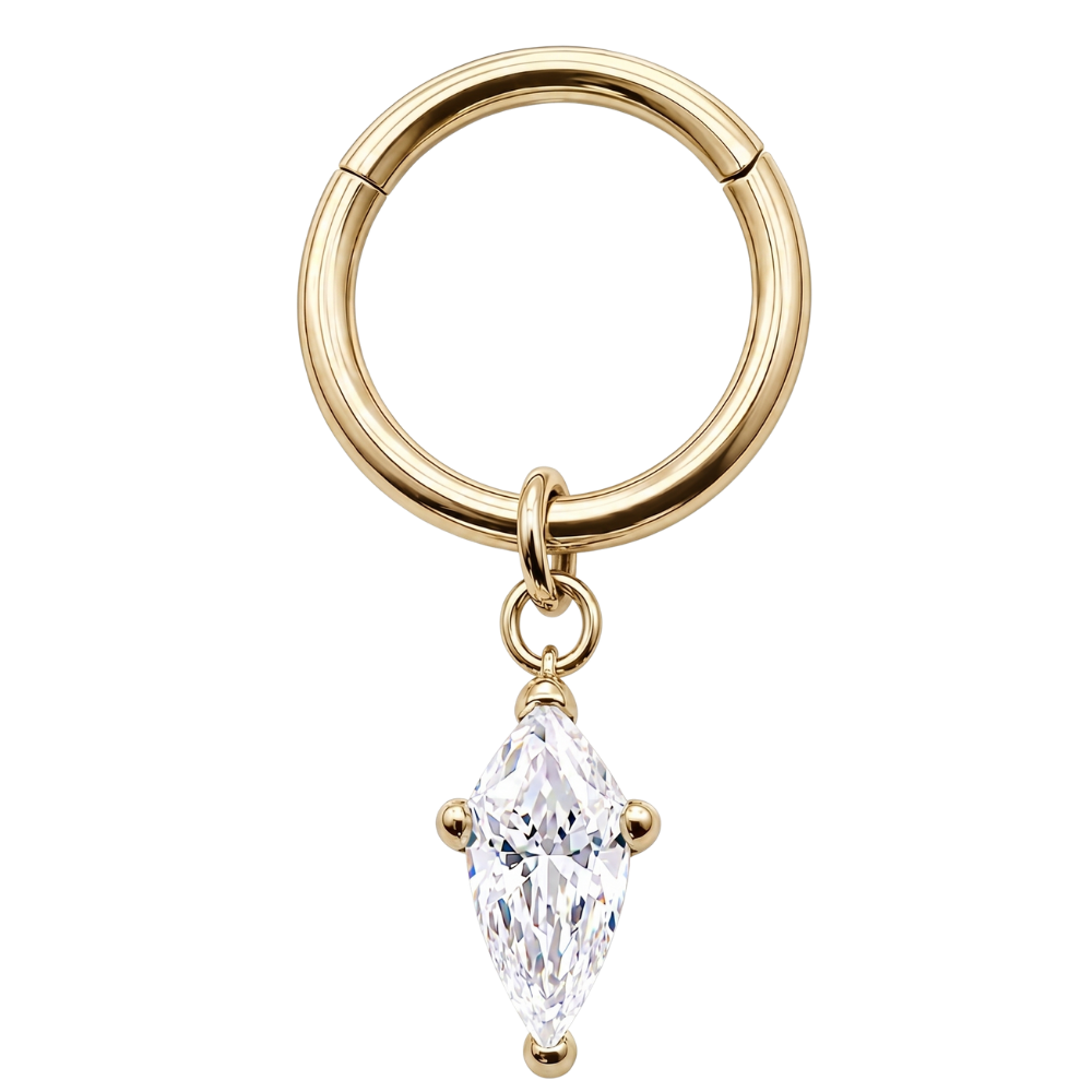 Clicker Segmento Con Colgante Rombo Dorado