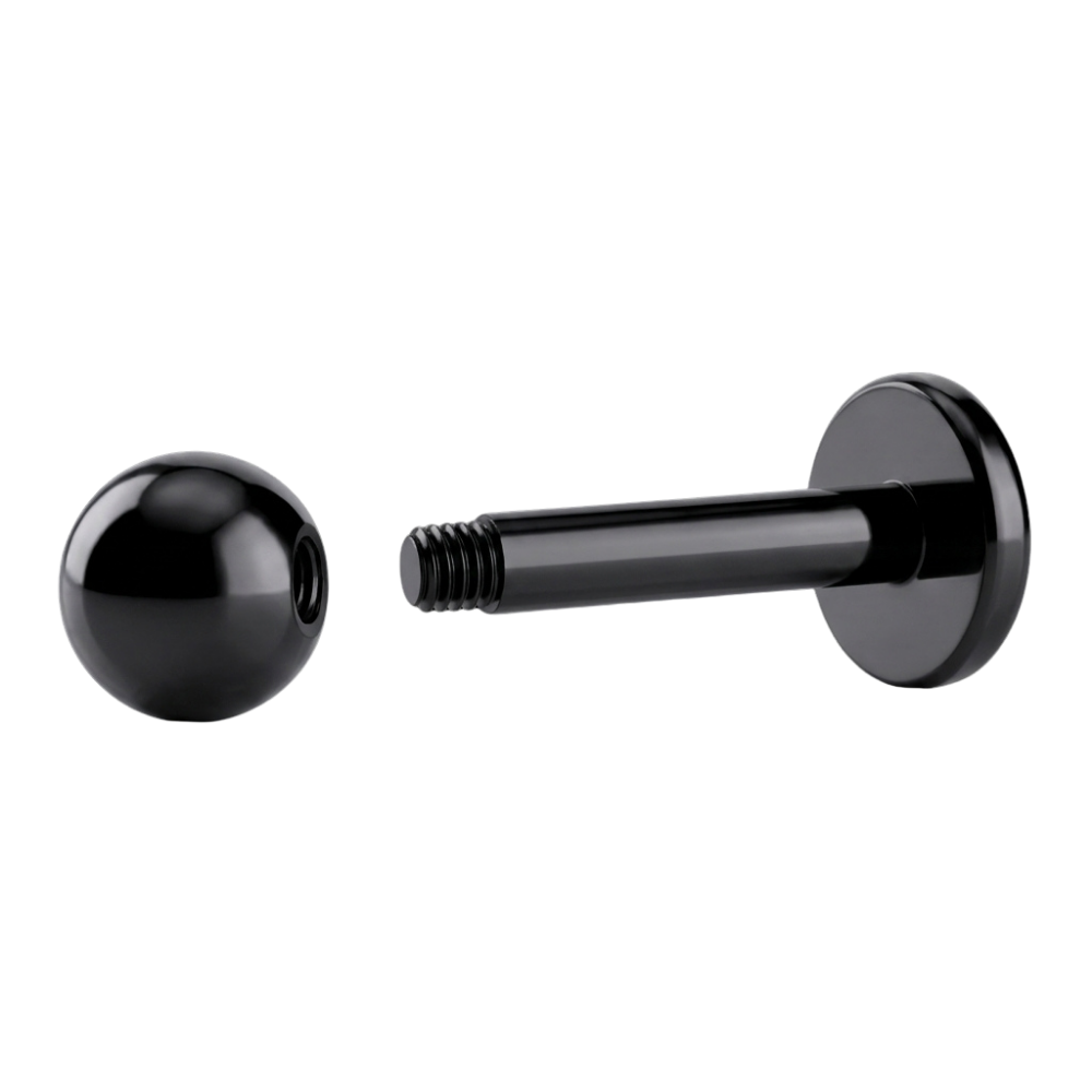 Labret De Titanio Negro Con Bola De Rosca Macho