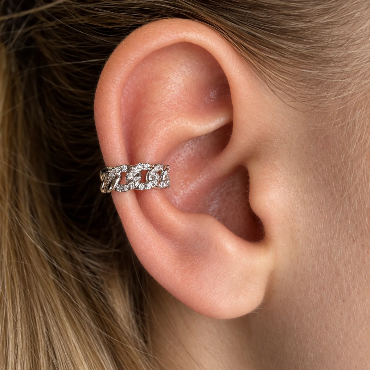 Nausznica Łańcuch z Cyrkoniami - Ear Cuff